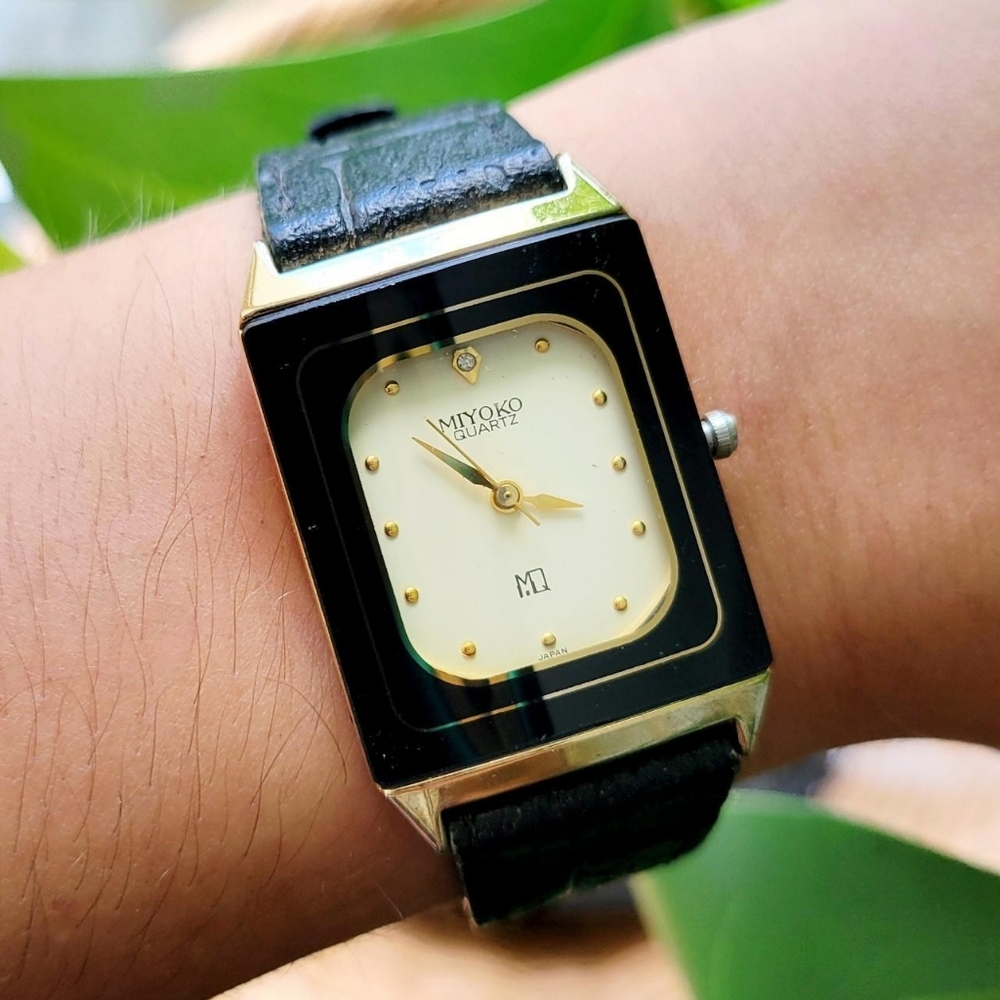 Classic Miyoko Quartz Black Leather Watch